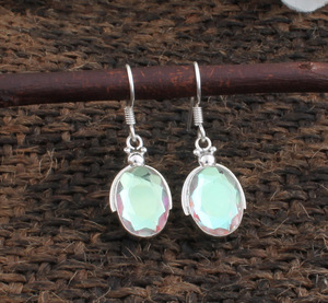 Pendientes de Topacio Místico, Plata de Ley 925, Pendientes de Gota con Fuego Arcoíris, Joyería de Piedras Preciosas Genuinas, Fabricante Mayorista - Product Image 6