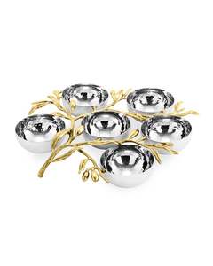 Juego de Tazones de Metal de Lujo con Base de Ramas Doradas, Juego de Tazones Decorativos para Aperitivos y Frutos Secos para el Hogar y Fiestas - Product Image 1