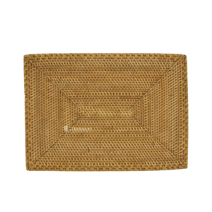 Vintage Rattan <b>Placemat</b>, Woven Rectangular Table Mat, Eco-friendly Natural Fiber Plate Mat for Home, Wedding & Restaurant - Product Image 1