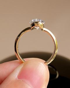 Bague solitaire de promesse en or massif 14 carats avec diamant de culture en forme de poire de 2,01 carats pour femme, cadeau d'anniversaire pour les amoureux - Product Image 3