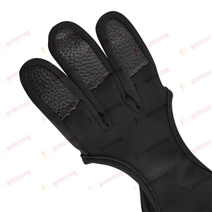 Gants de tir à l'arc élégants à demi-doigts, respirants, avec sangle de poignet réglable et fermeture auto-agrippante, en cuir, pour l'extérieur - Product Image 5