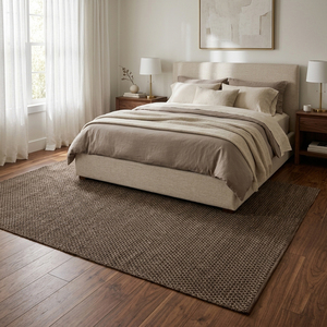 Alfombra Plana de Microfibra de Lana Color Cacao de DECORDEC, Diseño Minimalista, Pequeña, Geométrica, Texturizada, Hecha a Mano, Ecológica, Antideslizante - Product Image 3