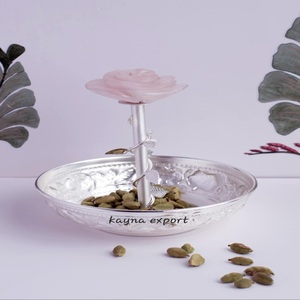 Newly Flower Collection Embossed Design Handmade Eco-Friendly Modern Luxury Polished Metal Snacks <b>Bowl</b> Wedding Gifting <b>Pink</b> - Product Image 1