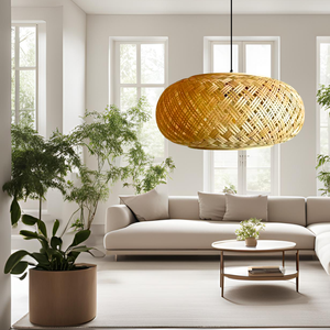 Lámpara Colgante de Bambú Hecha a Mano con Tiras de Bambú Seleccionadas que Ofrece una Luz Superior Equilibrada y un Atractivo Orgánico - Product Image 1