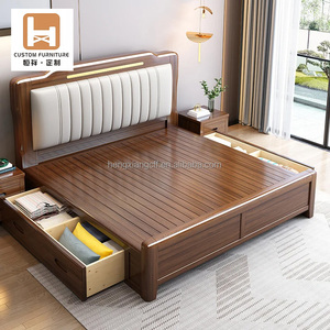 Giường ngủ Queen size khung gỗ tự nhiên màu trắng cao cấp kèm nệm, khuyến mãi nóng, giường đôi có ngăn kéo mở rộng, nội thất phòng ngủ - Product Image 1