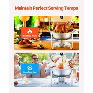 Set da 4 Chafing Dish in Acciaio Inox da 5 Qt, Set Buffet con 4 Pentole Grandi, Scaldavivande per Catering con Coperchio in Vetro, Decorazioni per Feste e Tavoli - Product Image 3