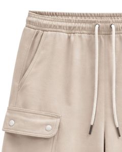 Pantalones Cortos Cargo Beige para Hombre, Cintura Elástica con Cordón, Estilo Casual Urbano, con Bolsillos Laterales, Pantalones Cortos de Verano, Fabricante OEM - Product Image 6