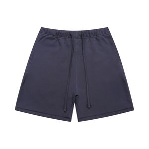 Shorts d'été pour hommes de haute qualité, en coton pur 100% tricoté, poids lourd, taille mi-haute avec cordon de serrage, et shorts de sport pour hommes. - Product Image 4
