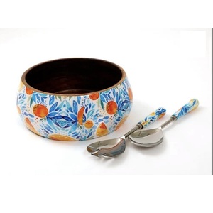 Juego de Tazones de Ensalada de Madera Ecológicos con Cuchara de Acero Inoxidable, Utensilios de Cocina, Servidor de Ensalada de Madera, Cubertería - Product Image 1