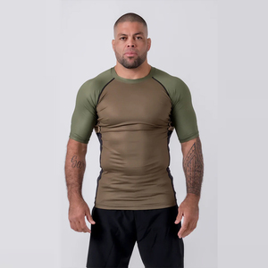 T-shirt de compression pour homme, haute qualité, faible MOQ, logo personnalisé, meilleur prix, fournisseurs de t-shirts de compression pour la course à pied, manches courtes - Product Image 4