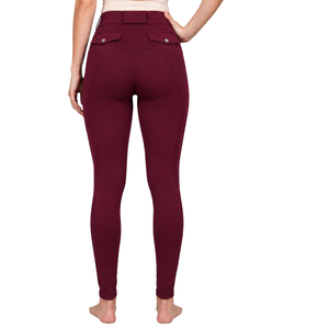 Pantalon d'équitation pour femme personnalisé, couleur bordeaux, taille haute, extensible, leggings d'équitation professionnels, culotte d'entraînement avec poche - Product Image 2
