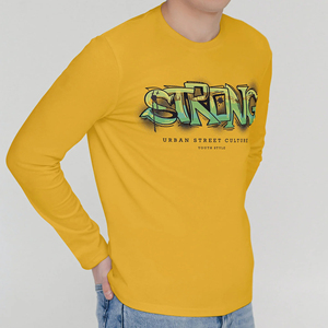 T-shirts pour hommes en coton lourd à manches longues avec impression et broderie personnalisées T-shirts pour hommes à manches longues - Product Image 3