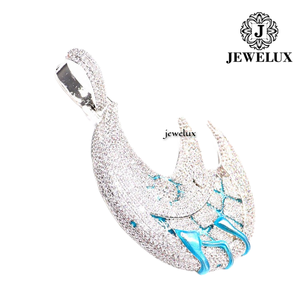 Jewelux <b>Moon</b> Pendant 925 Silver Rhodium Plated <b>Crystal</b> Rhinestone Micro Insert Themed Luxury Unisex Everyday Wear From India - Product Image 4