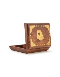 Porte-cartes de poker artisanal en bois, double jeu de cartes, avec couvercle à charnière, organiseur de rangement pour cartes à jouer - Product Image 2