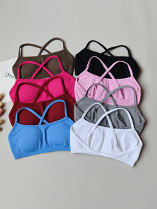 Soutiens-gorge de sport sans couture anti-choc pour femme, avec dos élégant, hauts de yoga, tops courts de sport, tenue de fitness avec effet froncé aux fesses - Product Image 3
