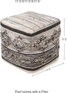 Pouf tabouret bohème en coton fait main de haute qualité, design contemporain pour mobilier de jardin, personnalisable - Product Image 3