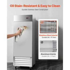 Congelatore Commerciale a Porta Singola 29"W 22 Cu.Ft in Acciaio Inox Verticale con Sbrinamento Automatico e 4 Ripiani Regolabili - Product Image 6
