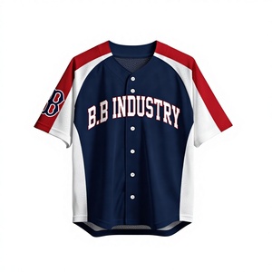 Navy Blue White Red Raglan Baseball Jersey with Team Name & Number Personalized Full Uniform Set - Product Image 1
