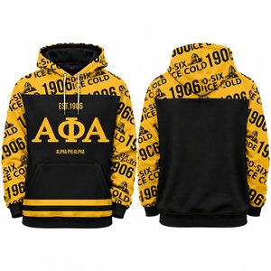 เสื้อฮู้ดสีดำทองสำหรับผู้ชาย Alpha Phi Alpha พร้อมลายปัก Fraternity แบบ Ice Cold Print สไตล์ลำลองสำหรับฤดูหนาวและสตรีทแวร์ - Product Image 4