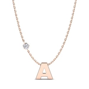 Colgante de Plata 925 con Letra A y Diamante Redondo de Moissanita, Colgante Clásico Unisex de Moda - Product Image 1