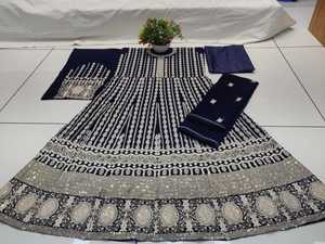 2025 Eid exclusivo Heavy Fox Georgette Gharara intrincado bordado de varios hilos Santoon inferior Dupatta para fiestas indias - Product Image 5