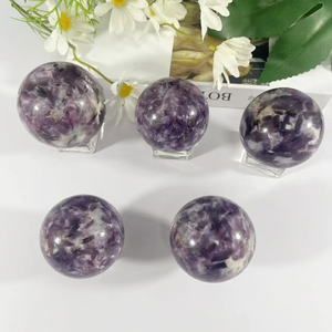 Natural Amethyst <b>Crystal</b> <b>Sphere</b> Polished Stone Ball with Wooden Stand Ruhi Agate Gujarat Home Decor Feng Shui Meditation Gift - Product Image 4