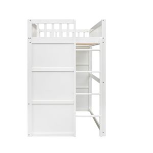 Letto a soppalco bianco singolo con scaletta per camerette dei bambini - Product Image 6