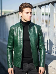 Men's Python Emboss <b>Leather</b> <b>Jacket</b> Premium Cowhide Motorcycle OEM ODM Wholesale Sample Service Available Collection - Product Image 1