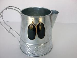 ต่างหูอาร์ตเดโคประดับออนิกซ์สีดำเงินสเตอร์ลิงชุบทองคำสีกุหลาบสำหรับงานแต่งงานและงานเทศกาล - Product Image 2