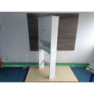 Mobiletto da Bagno in Legno Bianco, Organizzatore Salvaspazio, Mensola per Toilette - Product Image 2