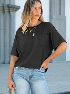 Camisetas Oversize de Manga Corta para Mujer, Blusas de Algodón de Verano con Hombros Caídos - Product Image 6
