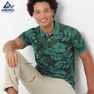เสื้อโปโลผู้ชายพิมพ์ลายทรอปิคอลสั่งทำขายส่ง สีเขียวลายใบไม้ แขนสั้น ผ้าฝ้ายระบายอากาศ เสื้อโปโลลำลองสำหรับเล่นกอล์ฟ - Product Image 3
