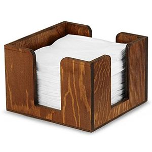 <b>Rustic</b> <b>Wooden</b> Napkin Holder Vintage Style <b>Dining</b> Accessory Kitchen <b>Table</b> Organizer Natural Finish Tissue Storage Solution - Product Image 6