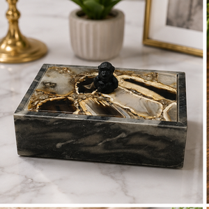 Boîte en pierre rectangulaire, motif agate poli, décoration Feng Shui pour la maison - Product Image 2