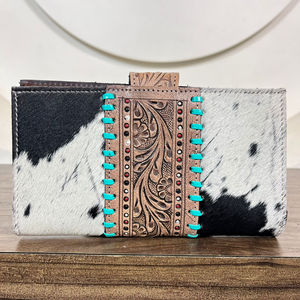 กระเป๋าสตางค์หนังวัวแท้ใส่บัตรอเนกประสงค์แบบตะวันตกกระเป๋าเงินสองพับ - Product Image 6