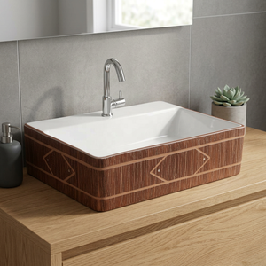 Lavabo de Cerámica Negro de Lujo con Acabado Electrochapado, Lavabo de Baño Moderno con Diseño Artístico Impreso - Product Image 3