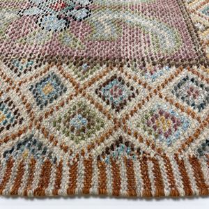 Handmade Modern Abstract Eco-Friendly Kilim <b>Rug</b>-Tan & Navy Blue Flatweave Hand-Woven Wool with Earth-Tone Vine Leaf Motifs - Product Image 3