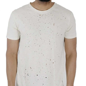T-shirts pour hommes, coton délavé vintage, imprimé délavé, tissu doux et respirant, style streetwear décontracté, coupe ample pour l'été. - Product Image 5