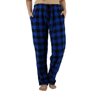 Men's Blue Black <b>Plaid</b> Fleece Pajama Pants Elastic Waist Drawstring Side Pockets Winter Casual Heavyweight Long Pants - Product Image 2