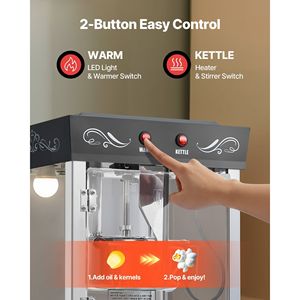 Macchina per Popcorn Commerciale in Acciaio Inox da 8oz 800W # 48 Tazze # Stile Teatrale # 48 Tazze per Batch # Carrello per Macchina Popcorn - Product Image 6