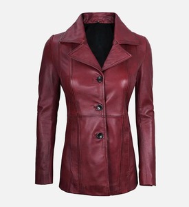 Chaqueta Blazer Vintage de Ante para Mujer, Abrigo de Piel de Oveja Genuina, Cuello Solapa Marrón Oscuro, Cierre de un Solo Botón - Product Image 5
