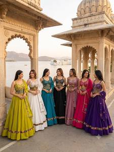 Lehenga Choli Tradicional Indio-Pakistaní para Mujer, Verde, Bordado, Largo hasta el Suelo, Corte Holgado, para Bodas - Product Image 2