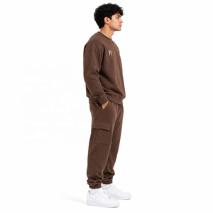 Sudadera con capucha extragrande personalizada para hombre, cuello redondo, manga regular, felpa francesa, conjunto casual de chándal y jogger B2B USA - Product Image 2