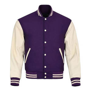 Chaqueta Varsity de Invierno Gruesa con Mangas de Cuero y Cuello Alto |   Fábrica de Chaquetas Letterman con Logotipo Frontal de Marca Privada - Product Image 4