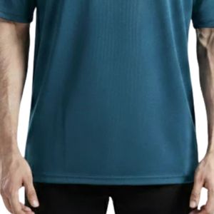 T-shirt de performance bleu pour homme, coton premium, col rond, respirant, doux, pour la gym, le fitness, l'entraînement, vêtements décontractés, logo personnalisé OEM O - Product Image 6