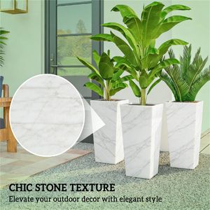 Set di 3 Vasi e Fioriere Conici Bianchi da Esterno Salvaspazio - Product Image 4