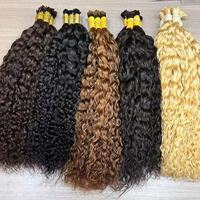 Cheveux indiens bruts bouclés, vague d'eau profonde, extensions de cheveux en vrac, cheveux humains pour tresses, double trame