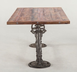 Chất Lượng Tốt Nhất Bộ Sưu Tập 82 L Thiết Kế Công Nghiệp Ăn Uống Crank Bảng Sắt Cơ Sở Chân Antiqued Gỗ Tếch Hàng Đầu - Product Image 4