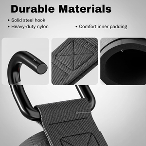 Crochets de musculation en acier robuste avec bandes de maintien pour poignets – Idéal pour la musculation et le powerlifting – Vente en gros Europe – Prise maximale - Product Image 2