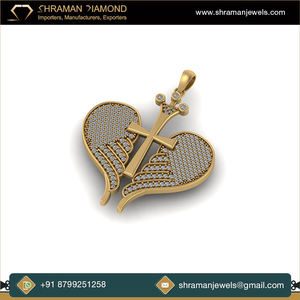 เครื่องประดับหรูหราทันสมัยสั่งทำพิเศษ ทองคำแท้ 10K จี้รูปปีกนางฟ้าประดับมอสซาไนต์ ของขวัญทางศาสนาสำหรับทุกเพศ  จี้ห้อยคอแบบสั่งทำพิเศษ - Product Image 5